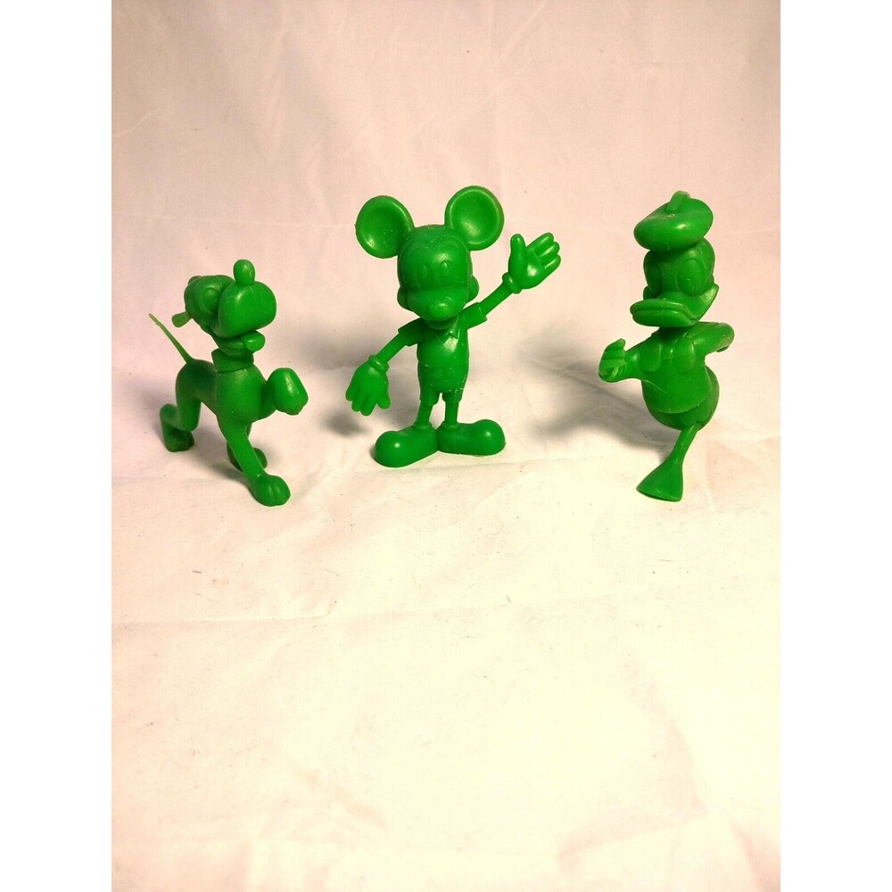 Vintage 1971 Disney Louis Marx Green Plastic Mickey, Pluto, And Donald
